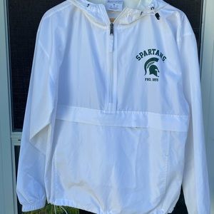 Champion White Michigan State Packable Anorak Jacket
